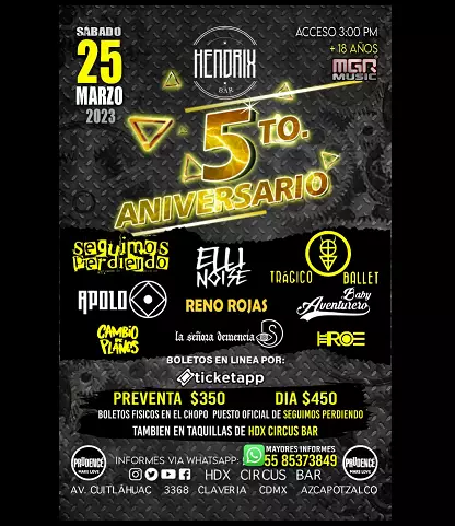 5to. ANIVERSARIO HENDRIX BAR | Imagen principal